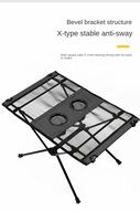 Table pliante en tissu Oxford en alliage d'aluminium avec double porte-gobelets - Table de camping et d'extérieur portable pour barbecue et pique-nique