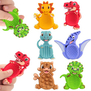 New Arrival 6-<b>Pack</b> Dinosaur Textured Soft Silicone Worry Stones Autism Calming Sensory <b>Fidget</b> Toys for Kids Anxiety Relief - Product Image 1