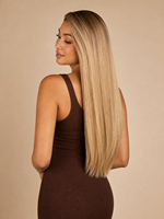 Vente en gros de postiches synthétiques lisses à clipser de 22 pouces, extensions de cheveux longs et soyeux pour femmes, usage quotidien