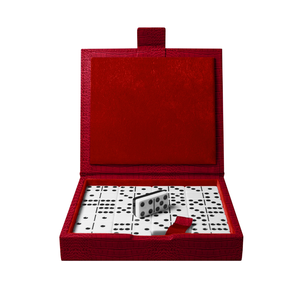 Ensemble de jeu de société haut de gamme <span class=keywords><strong>Domino</strong></span> coffret cadeau artisanat à la main Style crocodile Turquoise dominos boîtes de rangement avec couvercle magnétique - Product Image 4