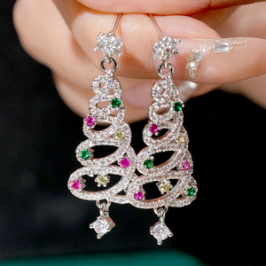 Boucles d'oreilles en spirale en forme d'arbre pour femmes, design pendentif étoile, accessoires d'oreille pour usage quotidien - Product Image 1