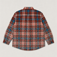 Chemise en flanelle à carreaux pour homme, en coton épais, effet éclaboussures de peinture et vieilli, design 2026, prix usine, pour marques streetwear, personnalisable