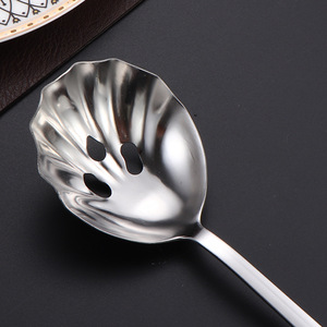 Cuchara perforada de acero inoxidable 430 con mango largo para el hogar, cuchara hueca, colador, espumadera, cucharón, venta al por mayor - Product Image 4