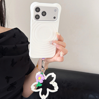 Dragonne de téléphone en silicone motif fleur, anti-perte, avec cordon de fixation, bracelet universel mains libres pour appareil photo, clés et badge