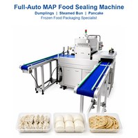 Machine de scellage automatique continue de barquettes en acier inoxydable avec écran tactile pour l'emballage sous vide MAP des produits de la mer