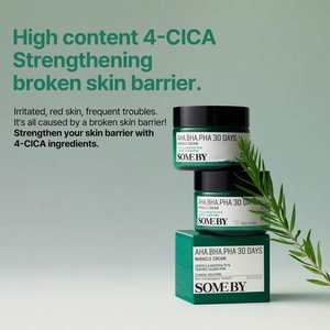 Some By Mi Aha Bha Pha 30 Days Miracle Cream 60G Crème exfoliante pour le visage à la Centella Asiatica pour peaux sensibles - Product Image 5