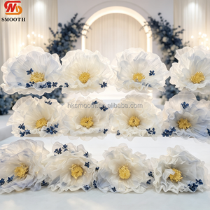 Grande Composition Florale LED Faite à la Main en Organza, Pivoine Géante, Décoration de Mariage Extérieure et Intérieure, Tissu Transparent - Product Image 3