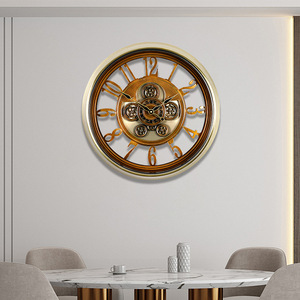 Creative Wall <b>Clock</b> Analog <b>Battery</b> Powered Moving Gears Round Living Room Decor - Product Image 3