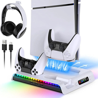 Support de Charge et de Refroidissement Multifonctionnel pour Console PS5 avec Contrôleur d'Éclairage LED RGB 9 Modes – Offre Spéciale