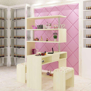 Mesa de Manicura Económica con Superficie de Madera y Patas Doradas - Product Image 5