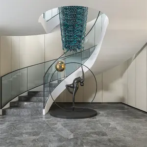 Glass marble spiral staircase house fashion design