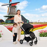 Poussette de luxe pour bébé avec siège réversible bidirectionnel et fonction de pliage facile bidirectionnelle, poussette de voyage pour bébé