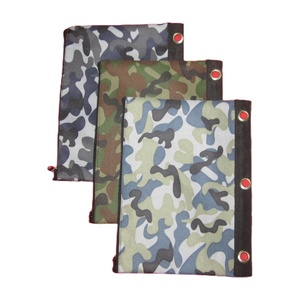 Pochette à crayons camouflage à 3 anneaux en tissu Oxford avec fermeture éclair, sac de papeterie renforcé avec œillets métalliques 24*19CM pour l'école et le bureau - Product Image 4