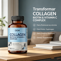 Comprimés de collagène, biotine et vitamine C OEM 3-en-1 pour adultes, sans gluten, sans soja, 90 comprimés, complément alimentaire, améliore la mémoire