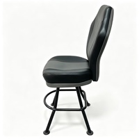 Chaise de bar de casino pivotante à dossier haut en cuir PU, chaise de jeu pour machine à sous, revêtement contrastant noir et gris, pieds en métal, chaise de salle de jeux