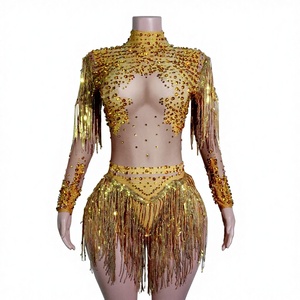Sexy Performance Dance Rhinestones <strong>Sequins</strong> Tassel <strong>Bodysuit</strong> for Women Costume Singer Dancer Stage Wear Sparkly Birthday Outfit - Product Image 5