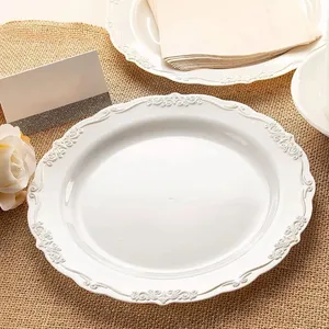 7.5/9/10.25 Inch Wedding Birthday Party Tableware Supplies Disposable Plastic Dinner Plates