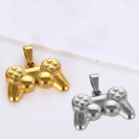 Olivia or 18 carats à la mode coeur ours Machine de jeu en acier inoxydable os brut breloque jouet pistolet pendentif bijoux de mode pour hommes femmes