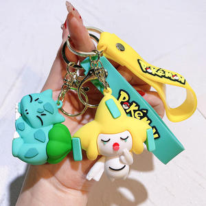 QY Soft PVC Rubber Cartoon Keychain Cute Anime Figure Bag Charm Embossed Key Ring Promotional Gift Accessory - Product Image 3