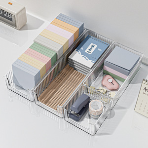Transparent Desktop Storage Box Rectangle Stackable Office Organizer For <b>Memo</b> <b>Pad</b> Stationery Clear PET Material W323 Series - Product Image 4