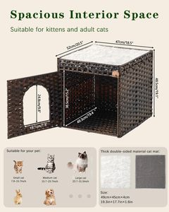 Extra Große Doppel-Katzenhöhle Haustier-Würfel Faltbare Versteckkiste Wohnzimmer Natürlich Handgewebtes Bett - Product Image 4