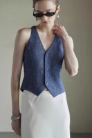 Gilet de costume pour femme, personnalisable, en pur lin, robuste, coupe ajustée, style débardeur, style 'Old Money', pour pantalon d'été