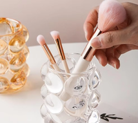 Ensemble décoratif de bureau de style européen en verre cristal créatif, porte-bougies, porte-stylos et organiseur de pinceaux de maquillage, vente en gros