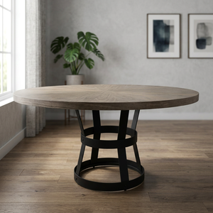 Table à manger en bois massif et en fer au design moderne et contemporain pour 4, 6, 8 ou 10 personnes, idéale pour la maison, le restaurant, l'hôtel, l'appartement, l'entrée, la ferme - Product Image 1