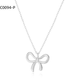 เอมี่ เอมี่ โบว์น็อตสร้อยคอจี้เงินสเตอร์ลิงชุบสแตนเลสผู้หญิงของขวัญทุกวันเครื่องประดับ C0094 - Product Image 1