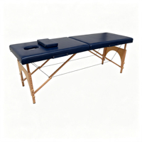 Table de massage portable à 2 sections avec cadre en bois, table de spa pliable pour les soins de beauté