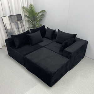 Canapé modulaire en forme de L, chaise longue, canapé en bloc de tofu, simplicité moderne, revêtement en flanelle de tissu compressé - Product Image 3