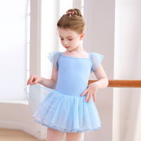 Tutú de Ballet para Niñas, Leotardo con Malla, Manga Corta, Vestido de Tul, Ropa de Baile para Niñas, para Clases de Danza y Actuaciones en Escenario