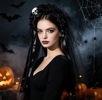 Diadema Decorativa con Calavera y Rosas, Estilo Mexicano, Hecha a Mano, para Halloween o el Día de Muertos