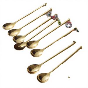 Ensemble de cuillères en acier inoxydable plaqué or à finition miroir mignon - Product Image 4