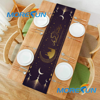Nappe de table en lin islamique avec Ramadan Kareem Moon Mosquées Design Chemin de table Eid Mubarak pour la décoration de la maison musulmane