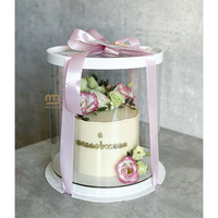 Boîte à gâteau transparente ronde en PET transparent de haute qualité avec couvercle et ruban boulangerie fête d'anniversaire boîtes à gâteaux Surprise boîte transparente gâteau