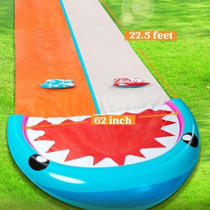 Toboggan aquatique gonflable double avec piscine orange pour enfants, jeux en plein air, matériau PVC, capacité 100-500 kg - Product Image 2
