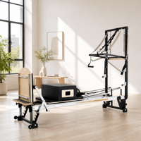 Reformer Pilates en alliage d'aluminium avec demi-tourneuse, cadre robuste et stable, résistance à ressort réglable, équipement de fitness multifonctionnel