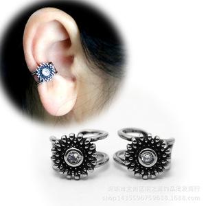 yunnique Flower <b>Cuff</b> <b>Earrings</b> Stainless Steel Bezel Setting For Women And Men Fashion Jewelry - Product Image 5
