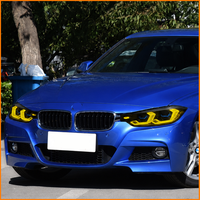 Faros Delanteros LED con Diseño OSS de Ojos Dorados para BMW Serie 3 F30 F35 2013-2019, Proyector de Lente Láser Dual Directo, Conjunto de Faros DRL