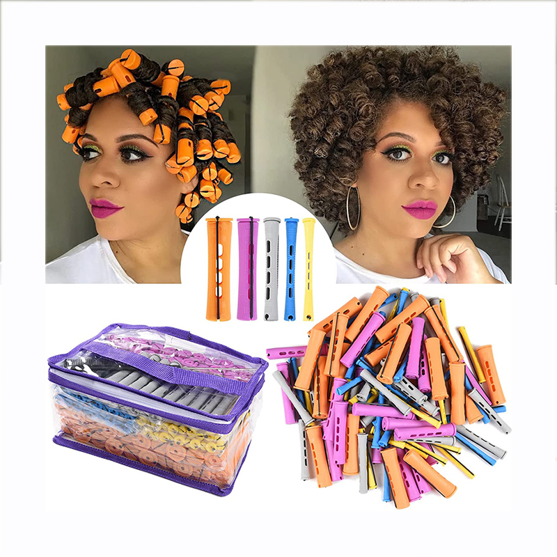 Outils de coiffure à faire soi-même, 100 pièces/ensemble, tiges de salon de coiffure, 5 tailles, tiges ondulées froides, rouleaux en plastique pour cheveux