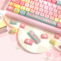 Pbt Doubleshot Keycaps personnalisé arabe japonais topographique Pudding Anime clavier Keycaps blanc rose dégradé mécanique Key Caps