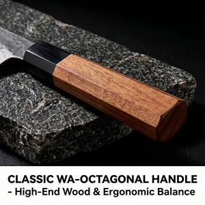 <span class=keywords><strong>Coltello</strong></span> da Cucina Ambidestro in Acciaio Damascato con Manico in Legno, Multiuso ed Ecologico - Product Image 3