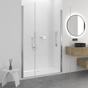 Marco de aluminio para baño, puerta de pivote oscilante doble, cuarto de <span class=keywords><strong>ducha</strong></span>, puerta de vidrio grueso de 8mm - Product Image 5