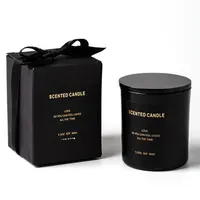 Aangepaste Hoge Kwaliteit Luxe Lege Container Matte Zwart Glas Kaars Pot Met Deksel En Box Voor Kaars Maken Versieren