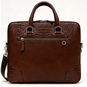 Gravs Sacoche pour ordinateur portable en cuir véritable pour homme, style vintage, sac messager professionnel, léger, de luxe, pour l'été, l'extérieur et le quotidien - Product Image 1