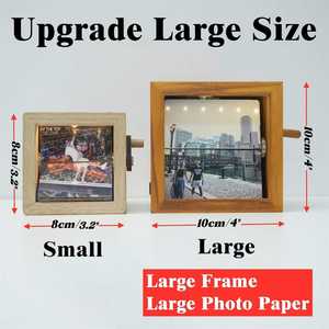 Album photo à manivelle en noyer <span class=keywords><strong>noir</strong></span>, artisanat, mini album en bois à pages tournantes pour <span class=keywords><strong>couple</strong></span>, femme, homme, cadeau de fête - Product Image 2