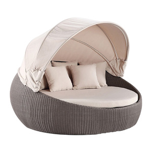 Lit <span class=keywords><strong>de</strong></span> repos d'extérieur moderne <span class=keywords><strong>en</strong></span> rotin plastique, style nordique, avec auvent - Canapé nid d'oiseau pour cour, plage, balcon, piscine - Product Image 5