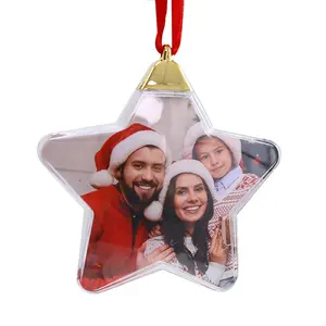 Bolas de Navidad transparentes, Bolas de plástico colgantes de estrella de cinco puntas personalizadas para Decoración