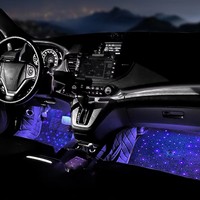 Ciel étoilé lumières LED tapis de voiture 12V alimentation USB universelle tapis en plastique dur à fibre optique pour voiture à fibre optique au sol arrière